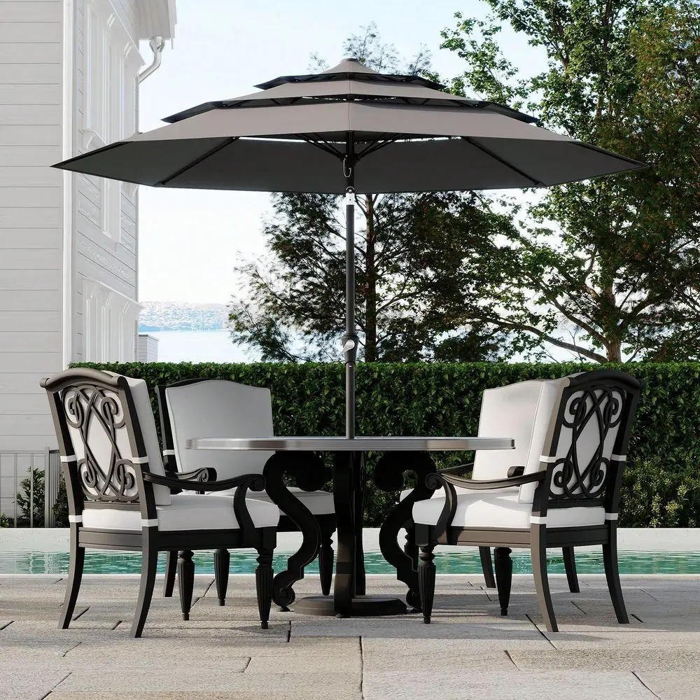 

Outdoor 3 Tier Vented Large Market Table Umbrella, 9FT Patio 3 Tier Umbrella Canopy, Heavy Duty Patio Umbrellas 3 Tiers, 8 Ribs