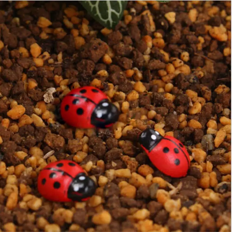 10Pcs Cute Red Wooden Ladybird Ladybug Sponge Self-adhesive Sticker Kids Scrapbooking Baby Toys Garden Decorative Stakes