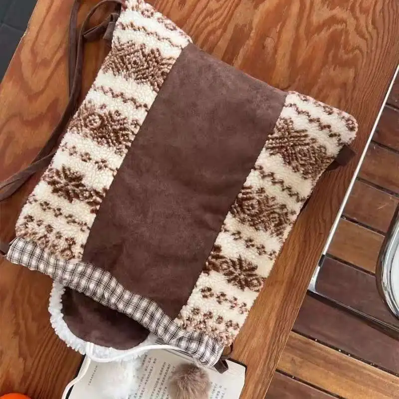 Wollen Winter Ballen Trekkoord Rugzak Vrouwen Mode Ontwerper Vrouwelijke Reizen Bagpack Meisjes Schooltassen Bolsos Anime