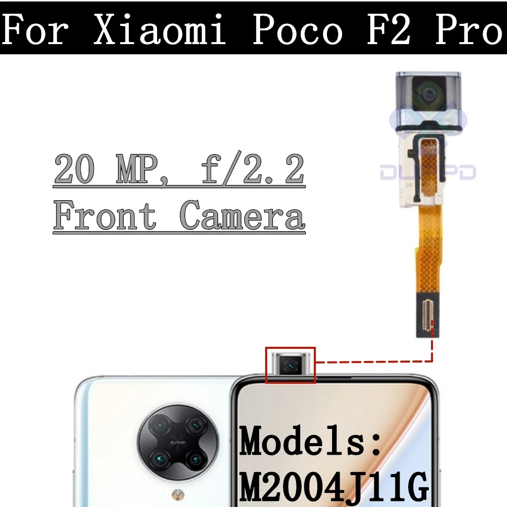 Original Rear and Front Camera Module, Flex Cable for Xiaomi Poco F2 Pro Selfie, Small Facing Main Back Camera Lens