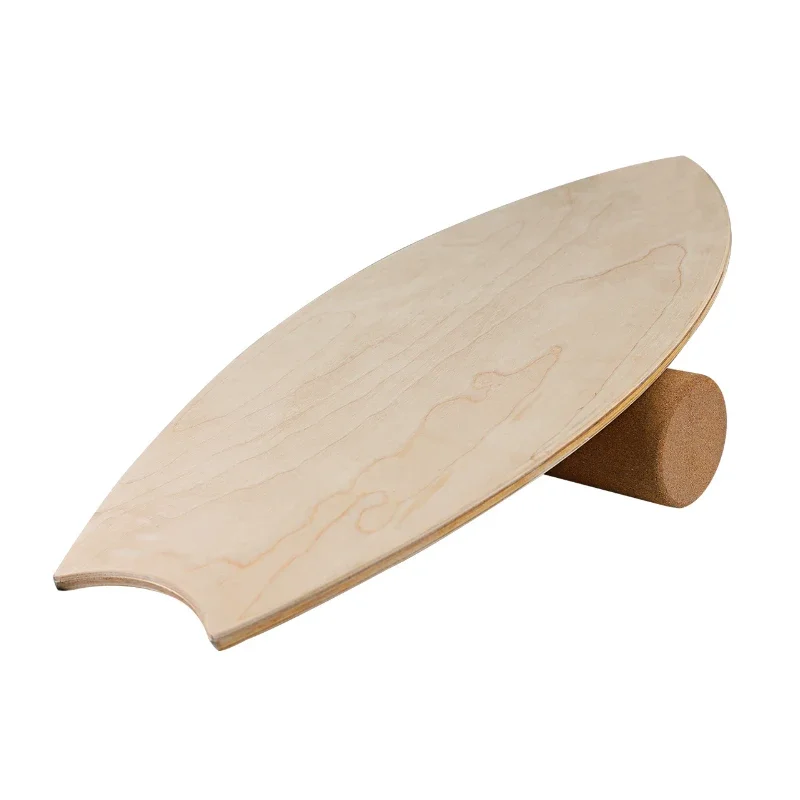 Wooden Wobble Rocker Balance Board with Cork Roller Core Stability Training