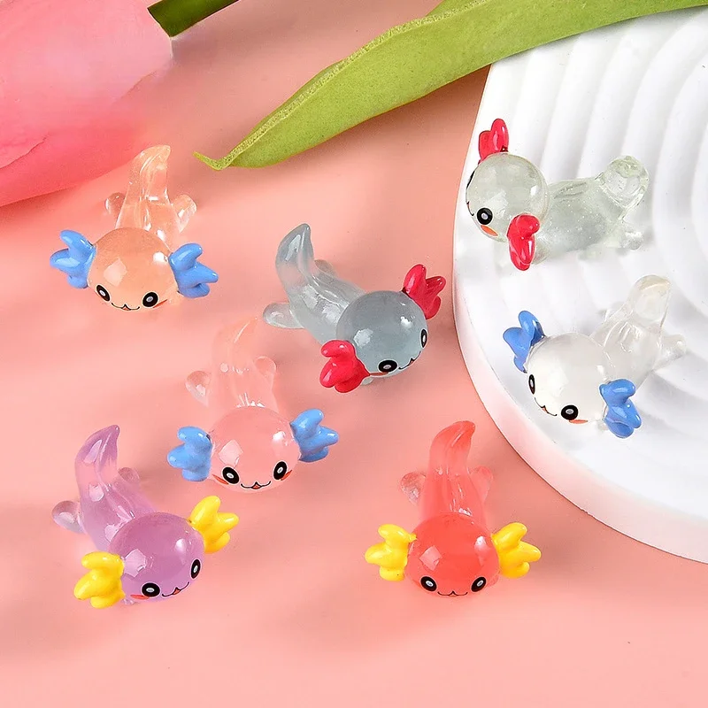 20 قطعة صغيرة مختلطة مضيئة الراتنج Axolotl المنمنمات ، لطيف الجنية حديقة الحيوان زخرفة ، مايكرو موس المشهد Craft بها بنفسك الحرفية الديكور