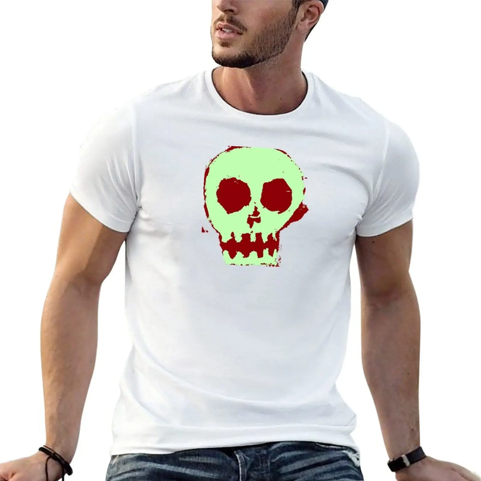

Gubb Skull - Red and Green T-Shirt cotton t shirts man 100% t shirt man luxury man t shirt designer T-shirt