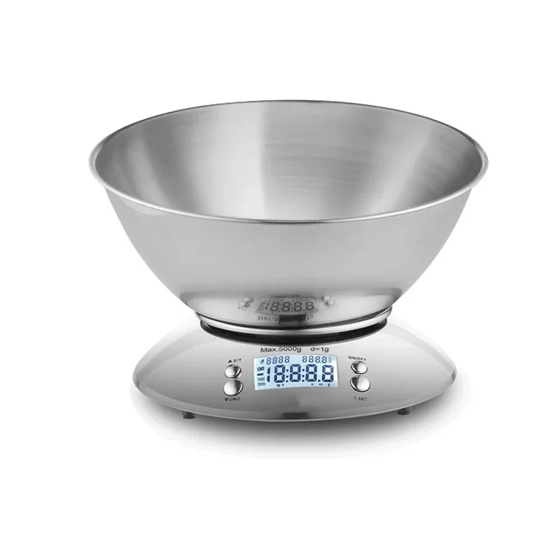 Household Stainless Steel Kitchen Scale with Bowl & Clock Split Design Food Weighing Scale