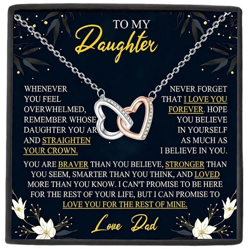 Heart-to-Heart Necklace Gift Box for Daughter, Father to Daughter Necklace Gift, Perfect for Graduation and Special Occasions