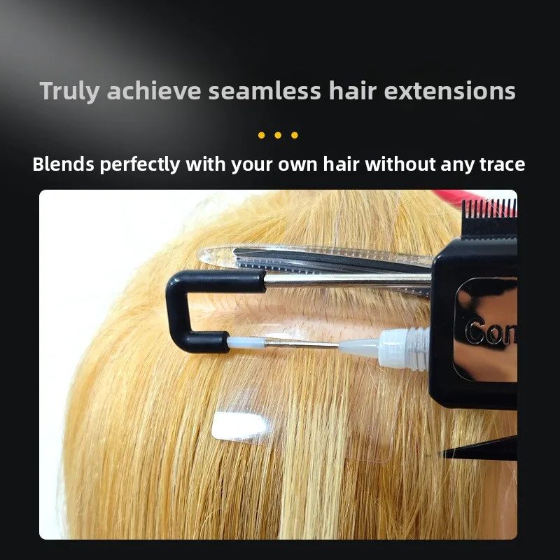 Professional Zero-Sensation Real Human Hair Extension Kit Invisible Cold-Fusion Machine Tools Comb-and-Glue System New X7 Made
