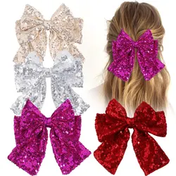 ncmama Big Bows Sequins Hair Clip For Women Fashion Girls Handmade Bowknot Hairpins Ladies Barrette Headwear Hair Accessories