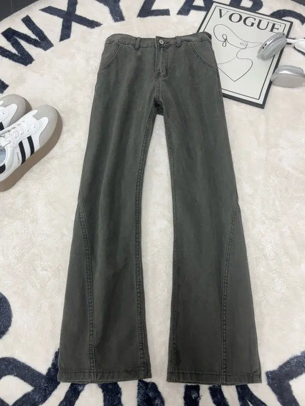 

Мужские джинсы Cleanfit из чистого хлопка, светло-бежевые, с эффектом потертости, американского уличного стиля, прямого кроя, слегка расклешенные, рабочие брюки