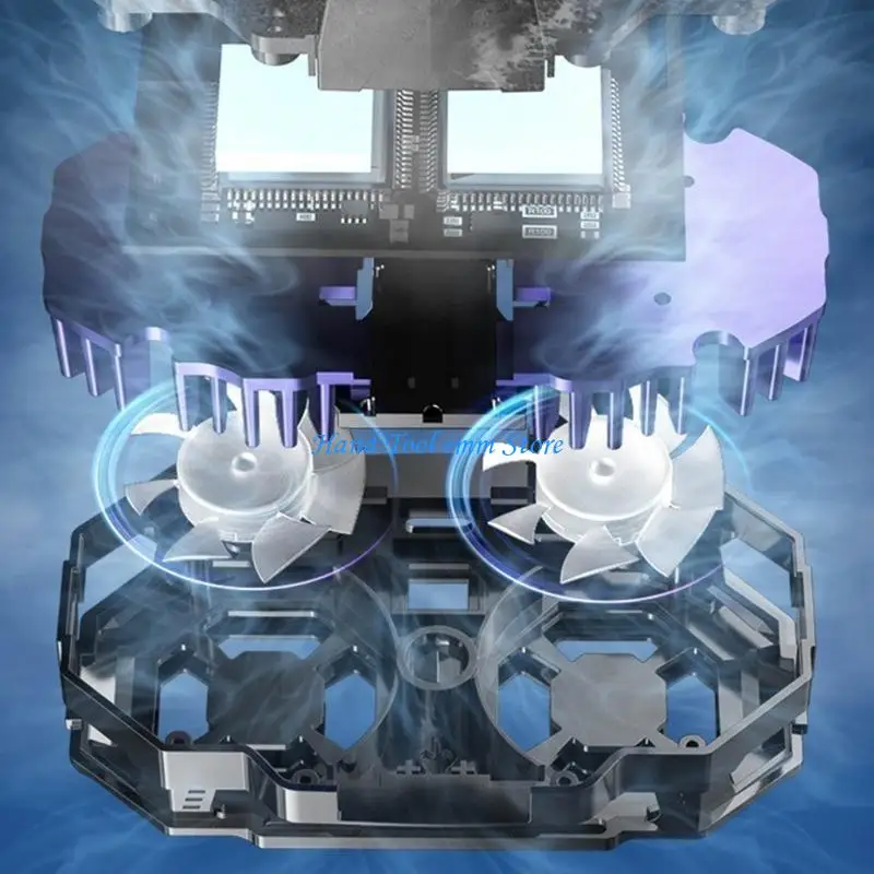 

H37F Phone Double Cooling Fan with Phone Stand Back Clip Radiator 3 Gear Adjustable Semiconductor Cooling Heat Sink Mute