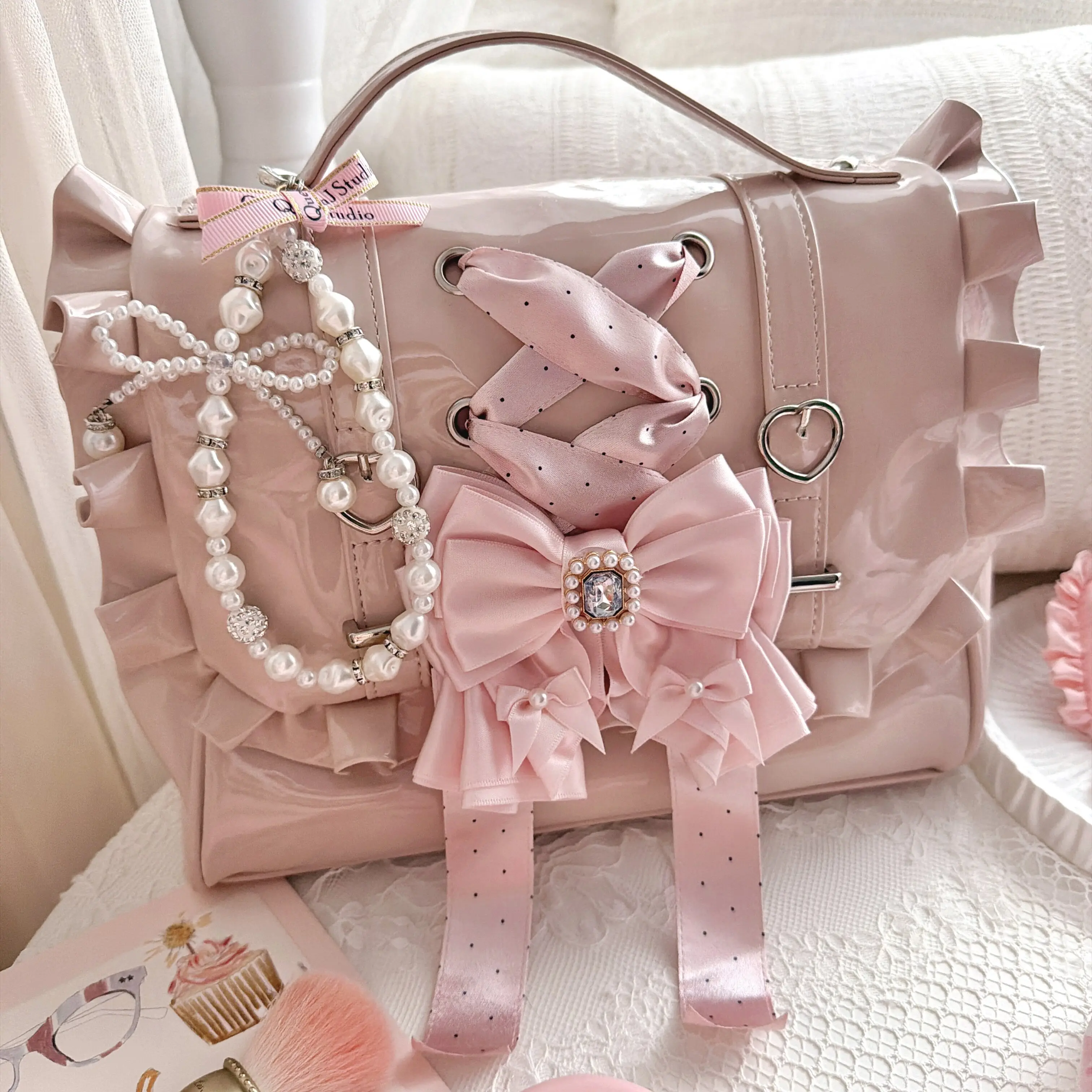 Sweet Lolita Backpack for Girl Preppy Style Cute Shoulder Bag Femme Elegant Fashion 2026 New Women's Crossbody Bag
