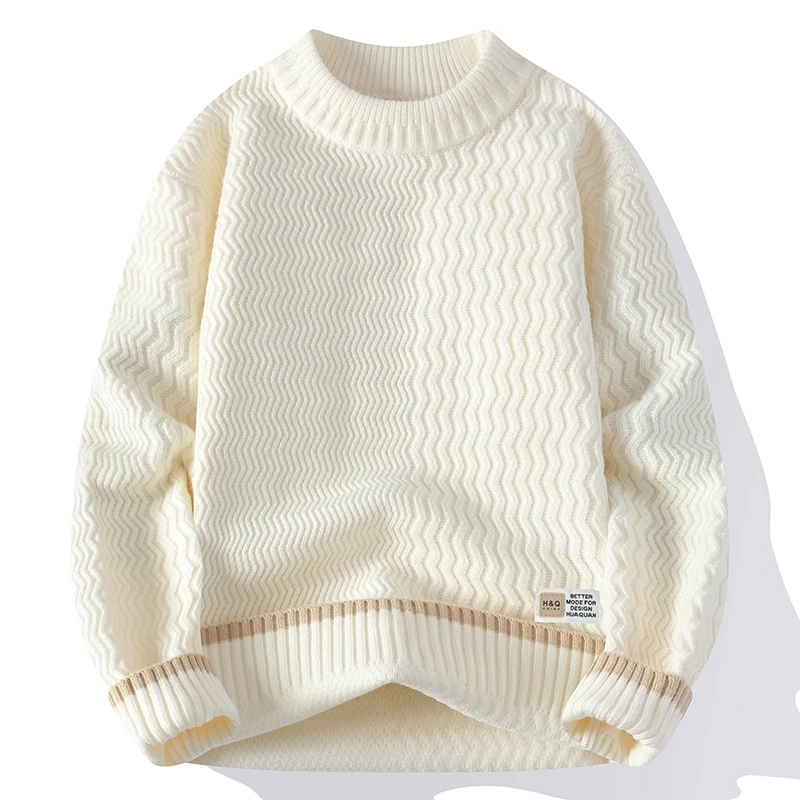 Men's Autumn Winter Long Sleeves Knit Sweater Round Neck Jacquard Keep Warm High Quality Pullover Leisure Fashion Men's Clothing