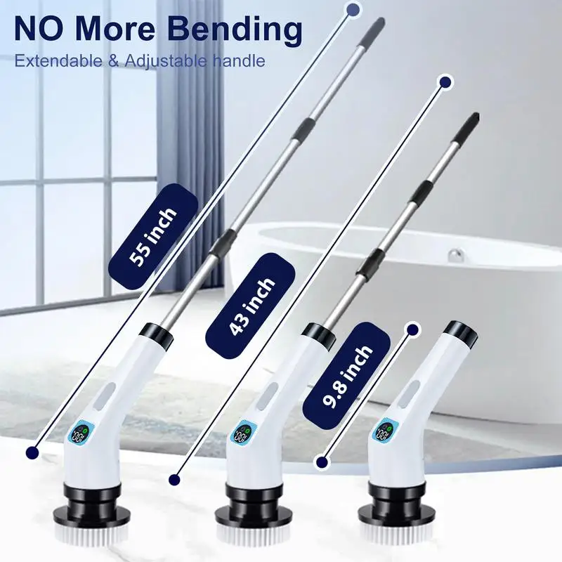 Cordless Electric Cleaning Brush, Spin Scrubber, 4 Replaceable Brush Headsand, Full Body IPX7 Waterproof