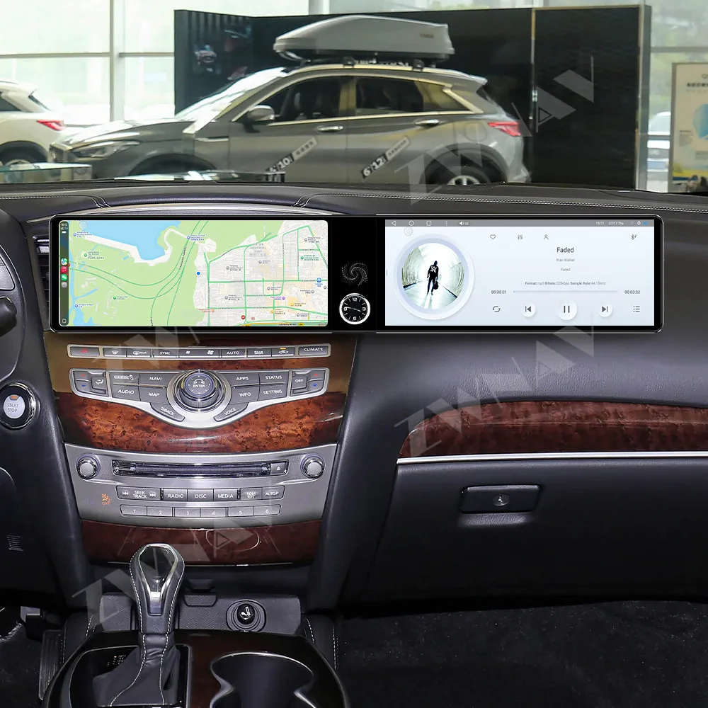 Para Infiniti QX60 2013-2020, Player Multimídia GPS para Carro com Tela Dupla HD de 12.3" Android 13, Acessórios Internos, Rádio GPS Navi