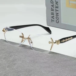 2024 Retro Frameless Ultra Light Women Men Reading Glasses Blocking Blue Light Computer Presbyopia Eyewear Eyeglasses +1.0..+4.0