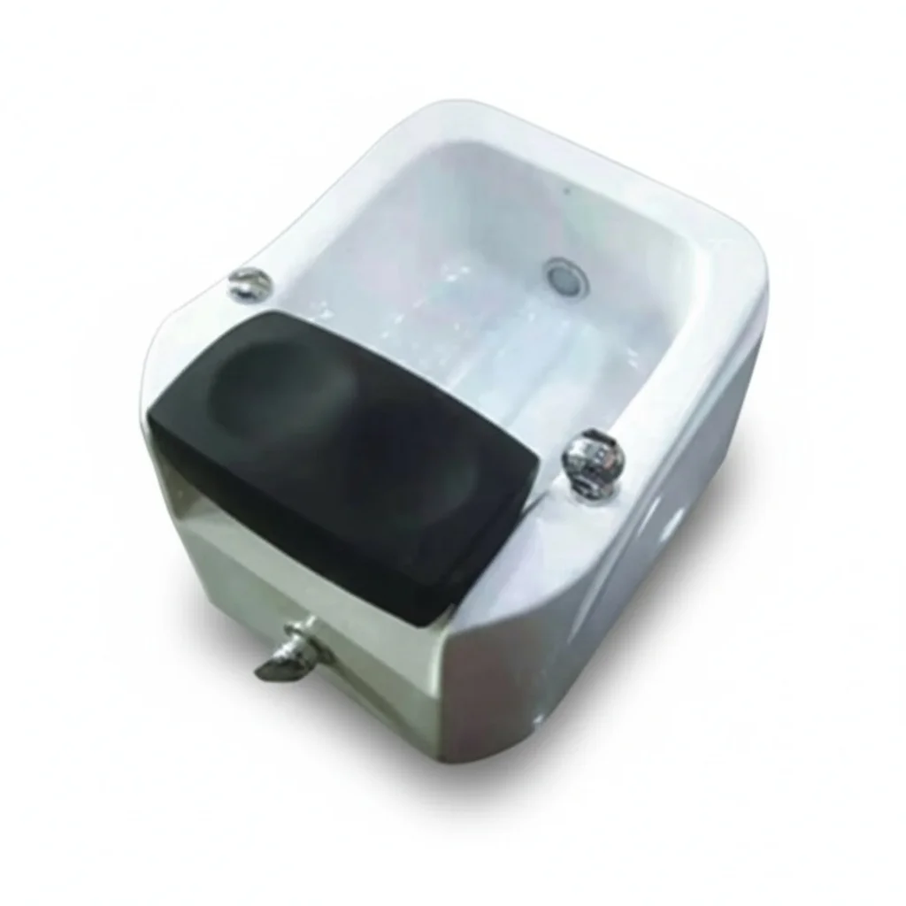 Acrylic Foot Basin, 600x550x420mm White Modern Spa Pedicure Tub, Small Plunge Bath, Floor Mounted Pedicure Massage Tub