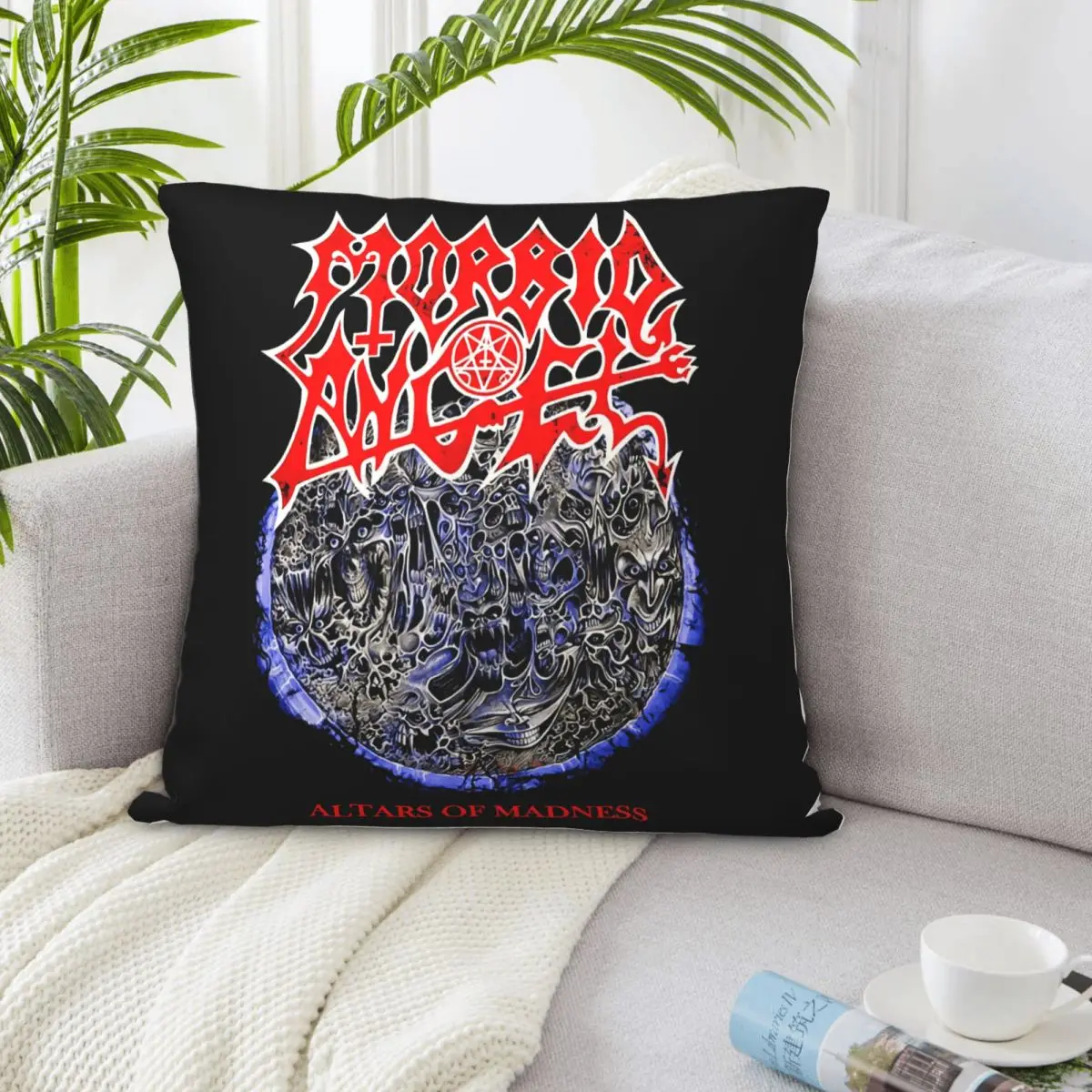 كيس وسادة مخصص من Morbid Angel Death Metal Band Slim Fit للرجال باللون الأسود والأبيض مقاس S 4Xl