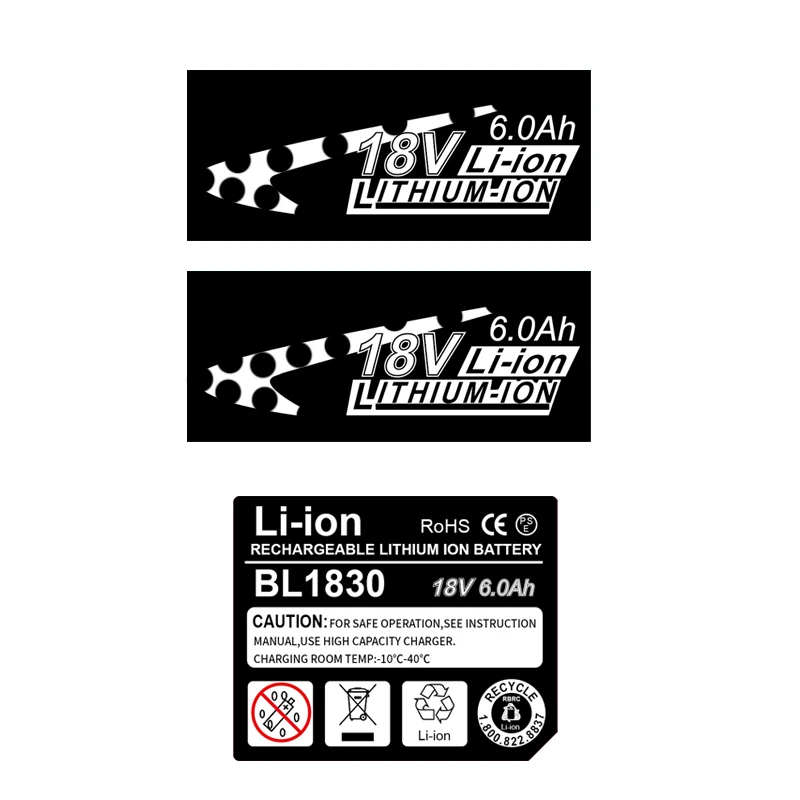 Drill Power Tools BL1830 Lithium Batttery Bottom Side 6Ah Stickers Tag Adhesive Label Paper for Makita BL1860 18V Battery Logo