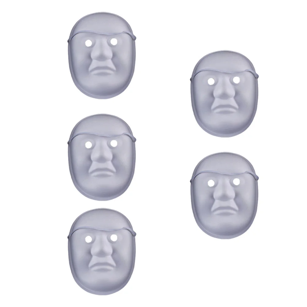Máscara facial blanca lisa, 5 piezas, papel pintado a mano, disfraces de Mascarada