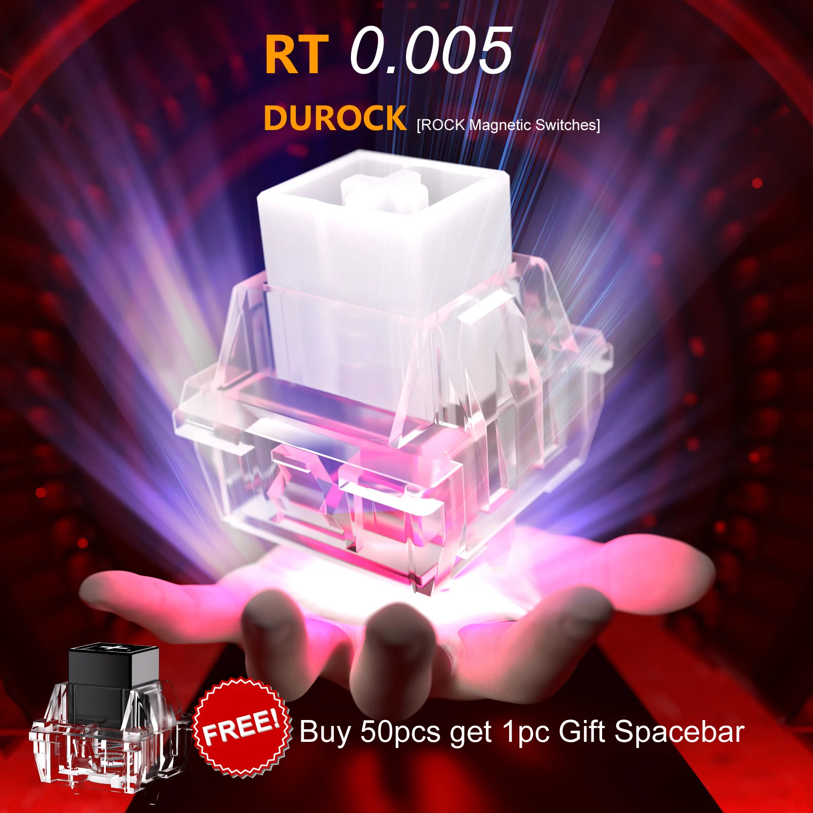 DUROCK ROCK HE Magnetic Switches High Precision 0.005mm RT Stability 48g & 63.5g RGB Hall Effect Switches for Gaming Keyboards
