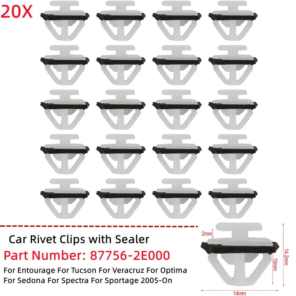 

20pcs Auto Fastener Clips Body Side Moulding Clip Retainer Sealers For Hyundai For Entourage For Optima 2005-On 87756-2E000