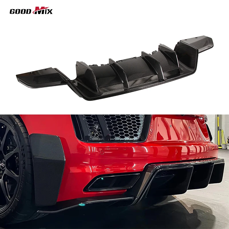 Performance Style Prepreg Dry Carbon Fiber Body Kit Rear Canard Diffuser for Audi R8 Gen2 Prelife 2016 - 2018