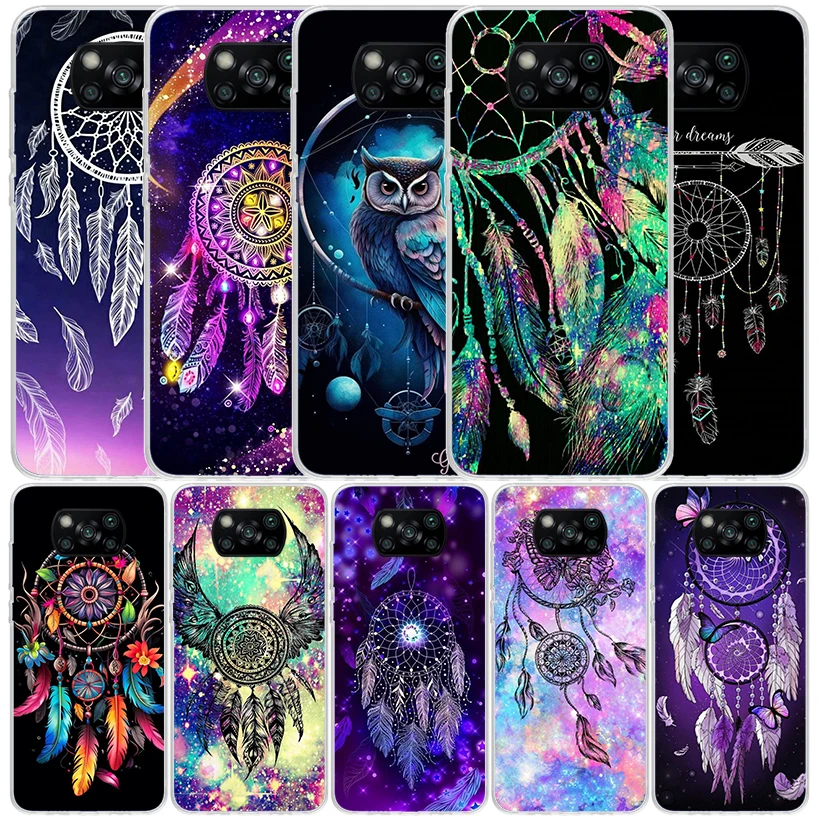 Retro Feather Dreamcatcher Phone Case For Xiaomi Poco X6 X5 X4 X3 Nfc F6 F5 Pro F4 Gt F3 F2 F1 M5S M4 M3 M2 Soft TPU Back Cover