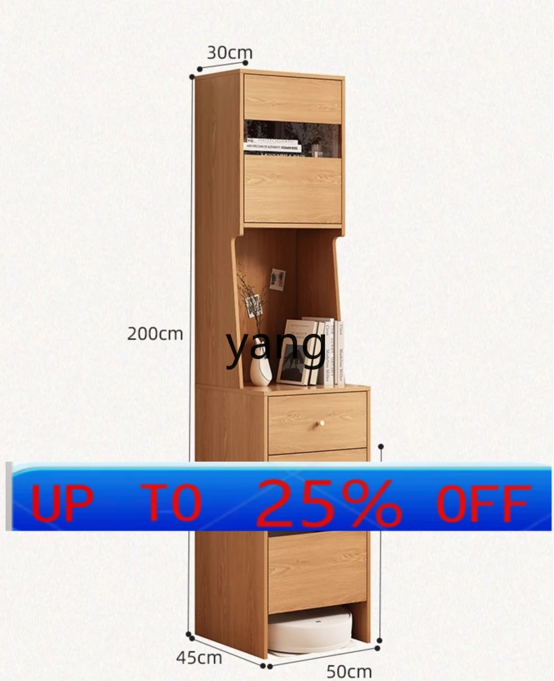 

LMM small narrow TV side cabinet against the wall, living room corner corner wall storage solid wood Nordic tea cabinet