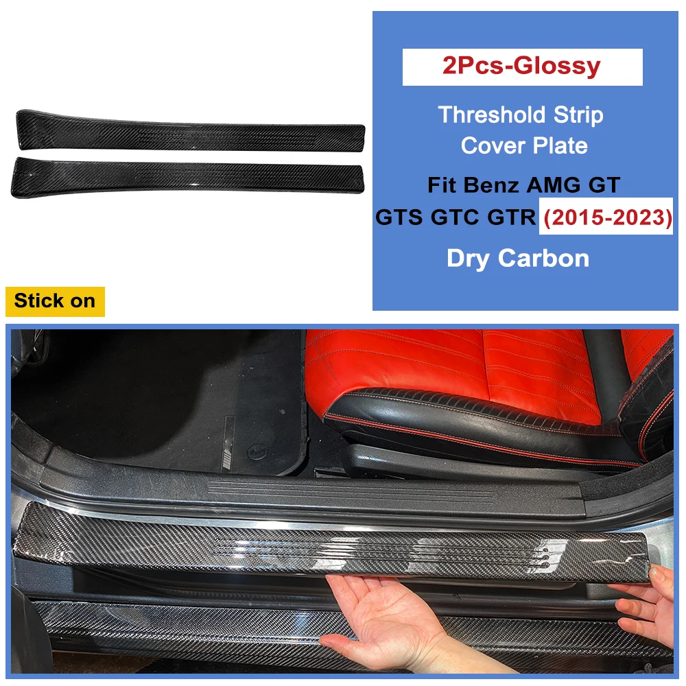 Fit Benz AMG GT GTS GTC GTR 2015-2023 Door Sill Threshold Strip Cover Plate Entry Guard Real Dry Carbo Trim Sticker Accessories