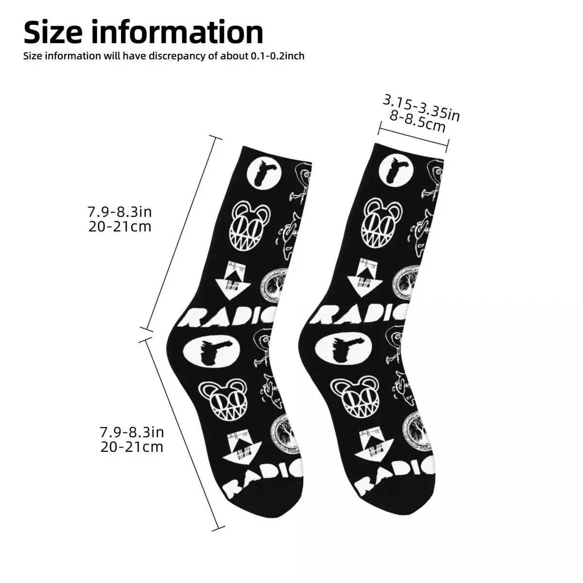 Lustige Radiohead Basketball-Socken, Polyester-Crew-Socken für Unisex, rutschfest