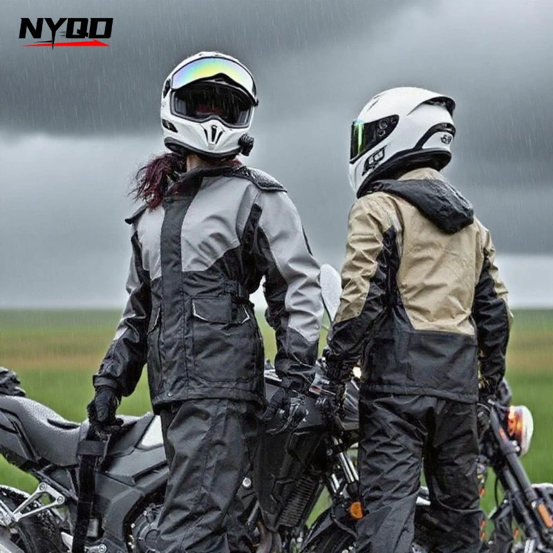 Split Type Motorcycle Rain Suit Full Body Heavy Rainproof Raincoat And Rain Pants Waterproof Riding Rain Gear For Men Riders