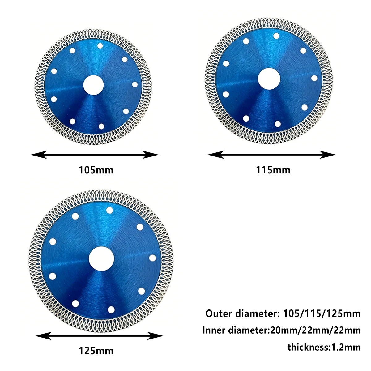 105MM/115MM/125MM Turbo Diamond Saw Blade Granite Marble Cutting Disc Porcelain Tile Ceramic 3 Size Choose Angle Grinder
