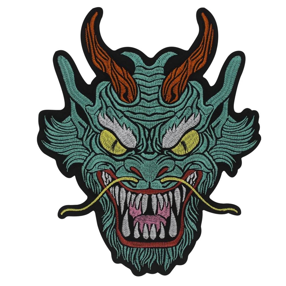 Dragon Embroidered Patch Tiger Head Badge Parches for Jacket Punk Clothes Iron on Accessories