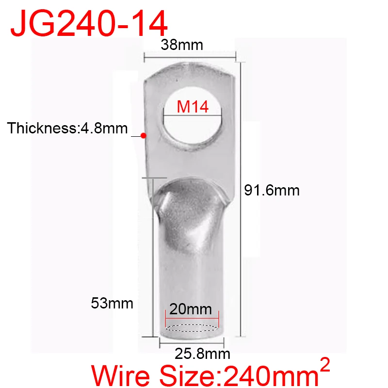JG6/10/16/25/35/50/70/95/120-300 Maritieme koperen schroefgat elektrische draad kabel ring buisvormige kabel eindklem connector krimp terminal