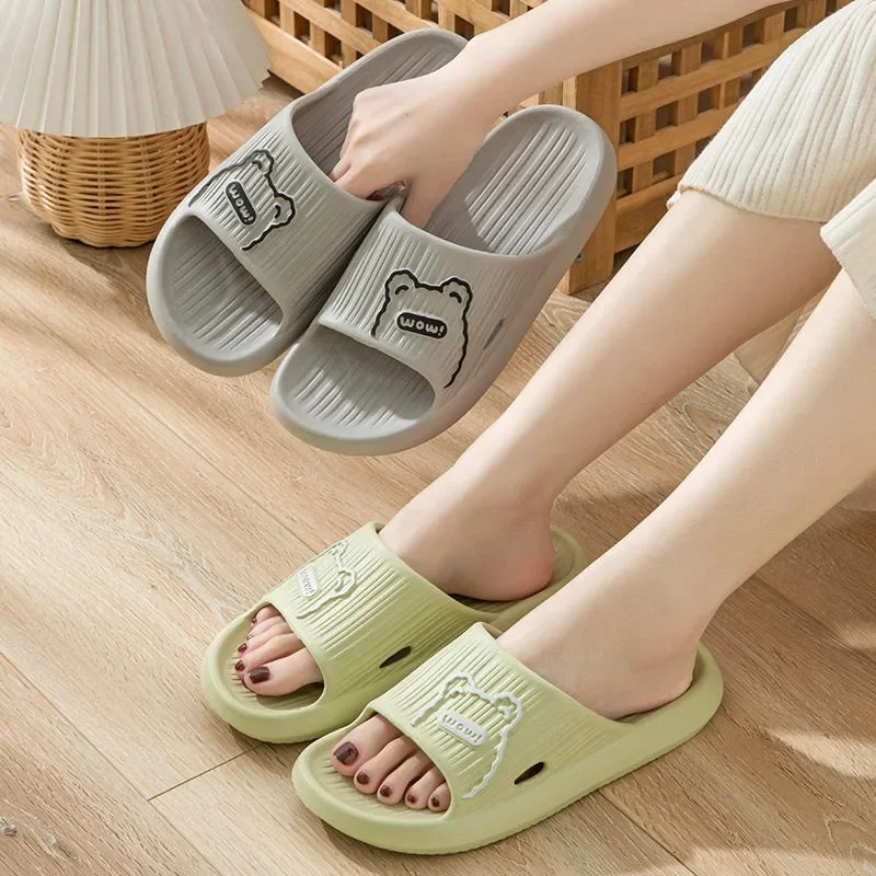 Cute Slippers Women's Summer Indoor Home Non-Slip Bathroom Bath Shit Feeling Thick Bottom Couples Sandals Men