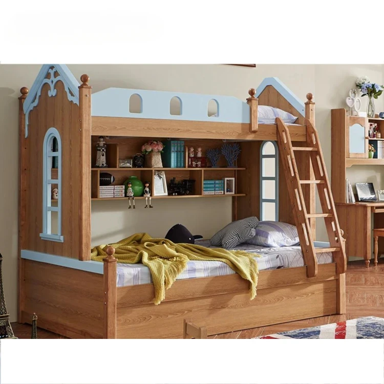 Customized Modern Design Style with 100% Solid Wooden Home Furniture Castle Bed Kids Cartoon Bed for Kids Bedroom Set