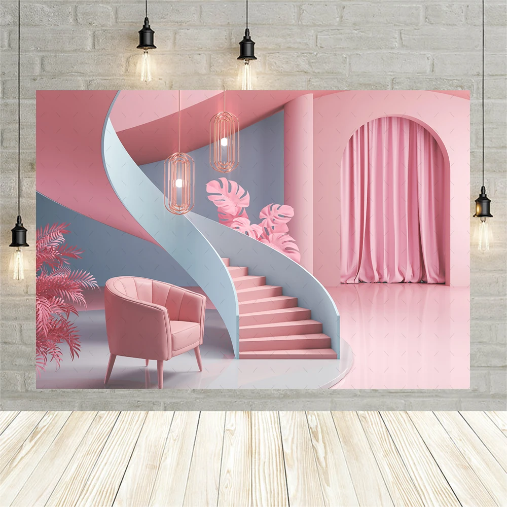 Princess Pink Castle Cute Girl Birthday Banner Backdrop Custom Baby Kids Room Wall Photography Poster Wall Decor Prop Background