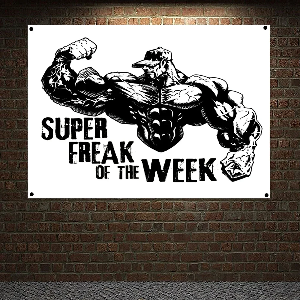 SUPER FREAK OF THE WEEK Gym Wallpaper Workout Inspirational Banners Wall Stickers Man Muscular Body Poster Flag Hanging Painting