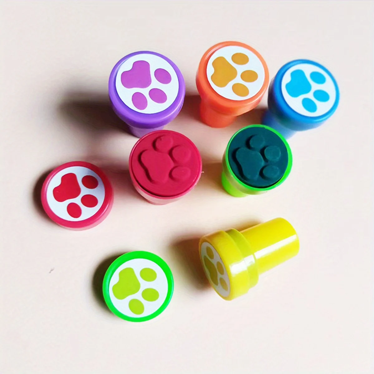 6pcs/set Cute Cartoon Dog Paw Small Seal Children Puzzle DIY Toys Kindergarten Teachers Encourage Praise Round Stamps Print