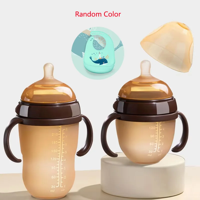 Mamadeiras nano de silicone com alça para desmame de bebê, mamadeira anti-asfixia para bebês de 0 a 9 meses, 150ml/250ml