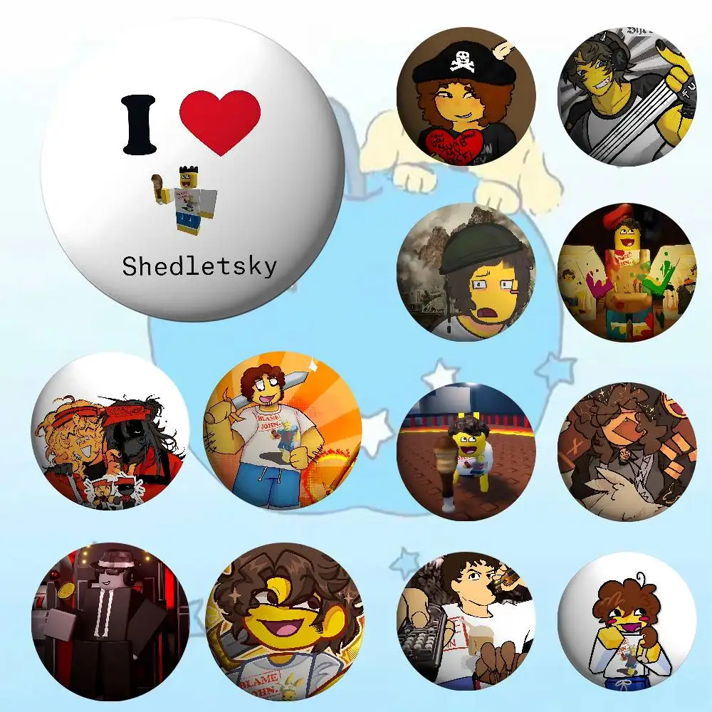 Fried Chicken Shedletsky Anime Badges Badges Cartoon Round Brooches On Backpack Jacket Acrylic Button Pins Collection Gifts