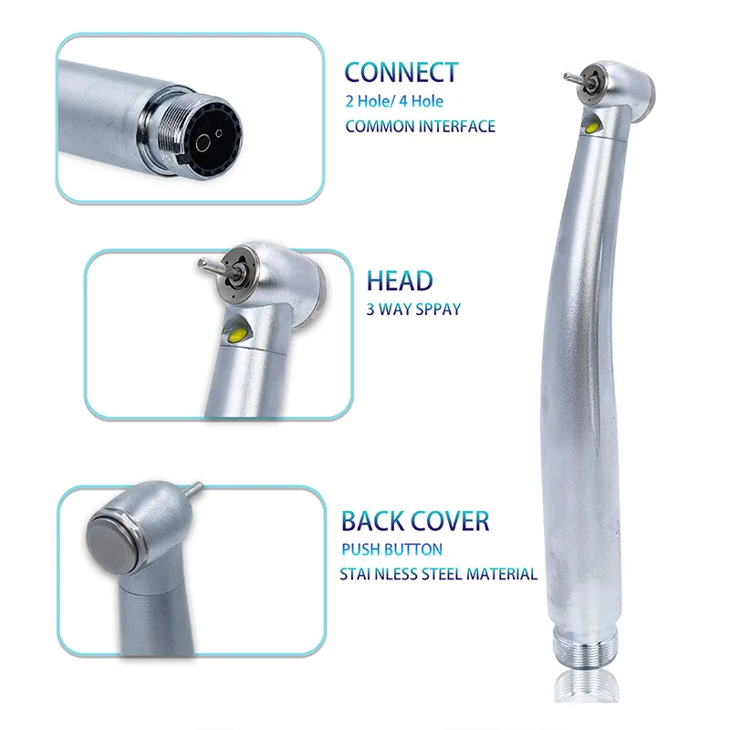 PANA-MAX PAX-SU Dentaire Haute Vitesse Handpiece avec 3 Pulvérisateurs D'eau 3 LED Handpiece 2/4 Trou Dentiste Outil