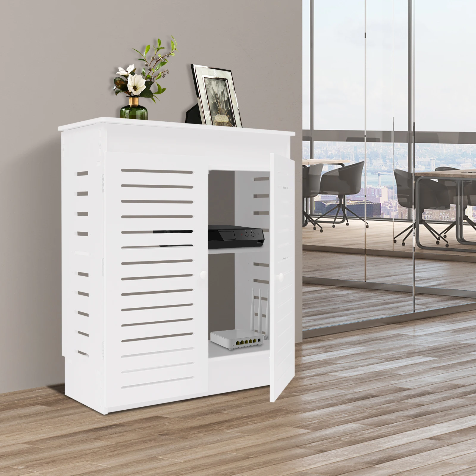 

White PVC 60x25x70cm Storage Cabinet Large-capacity Locker Bookcase Bearing 22 Lbs/floor