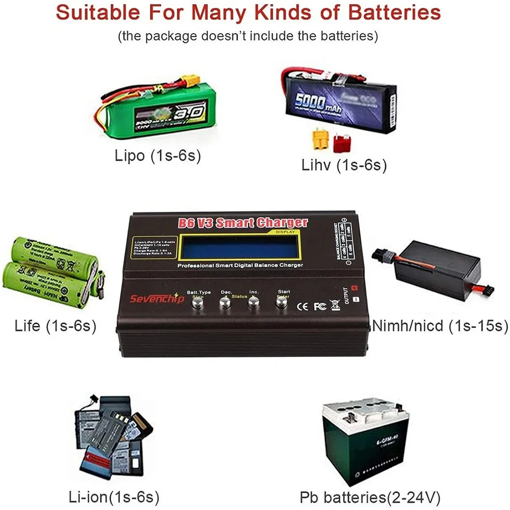 iMAX B6 V3 80W 6A Battery Charger LiHv Lipo NiMh Li-ion Ni-Cd Digital RC Charger Lipro Balance Charger Discharger 15V 6A Adapter