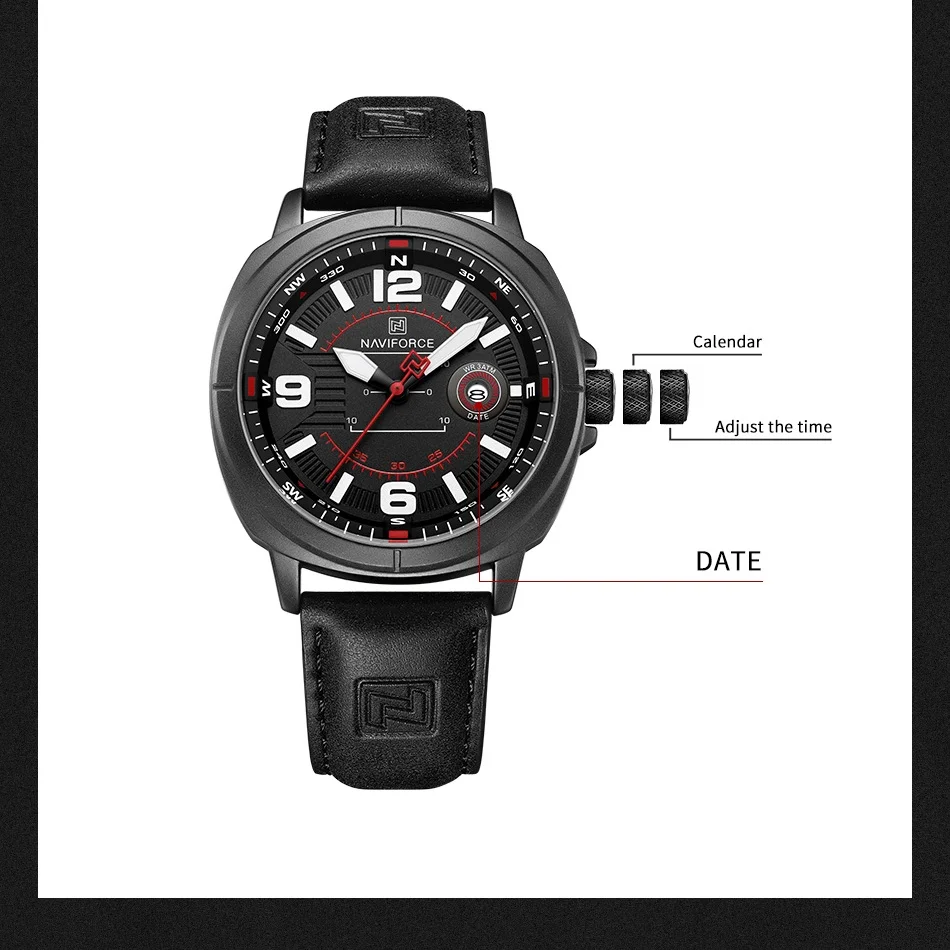NAVIFORCE Brand Mens Watches 30M Waterproof Sport Date Display Quartz Watch Soft Silicone Strap Business Male Gift Reloj Hombre
