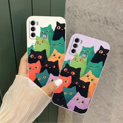 G60 Curious Cat silikonowe etui na telefon Motorola Moto G60 G40F G60S G52 G42 G62 G72 G13 G24 POWER G14 G100 G54 G84 G34 G82 pokrowiec