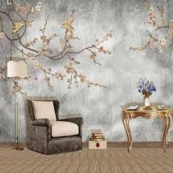 Retro Hand Painted Flowers Birds Wallpaper 3D Custom Photo Wall Mural Living Room TV Sofa Study Home Decor Background Painting