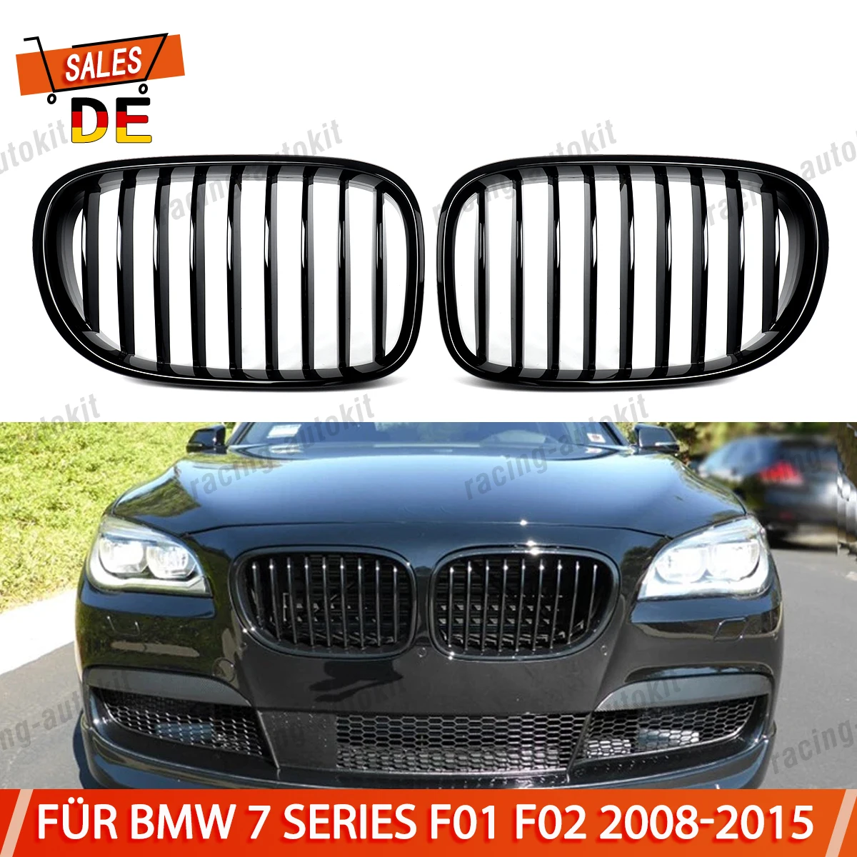 

Для BMW 7 серии F01 F02 740i 750i 760Li Решетки переднего бампера 2008 2009 2010 2011 2012 2013 2014 глянцевый черный