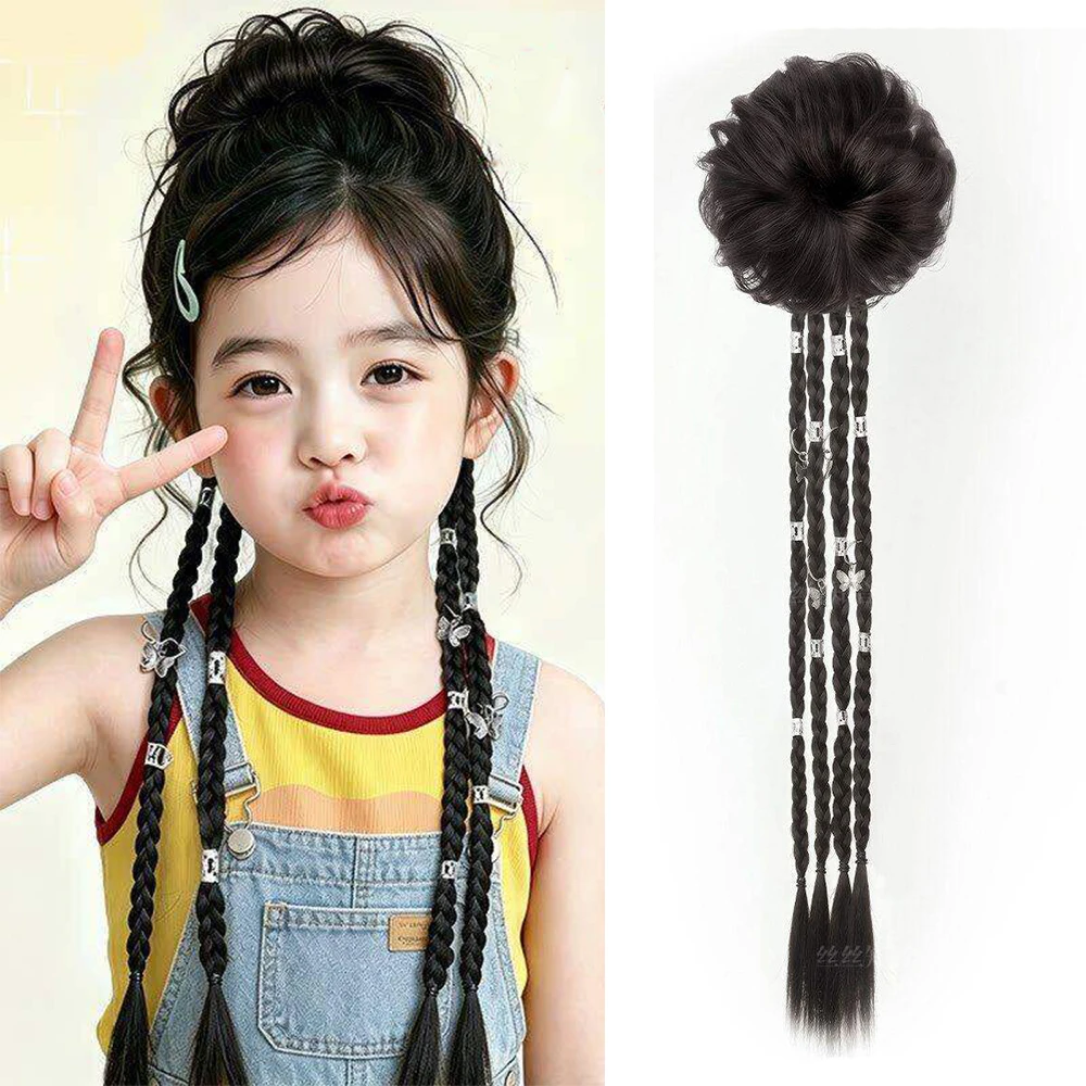 Synthetischer Messy Bun Haarteil Y2K Scrunchie Pferdeschwanz Flauschiger Natürlicher Kunsthaarknoten Accessoire für Mädchen und Frauen Alltag Party Cosplay