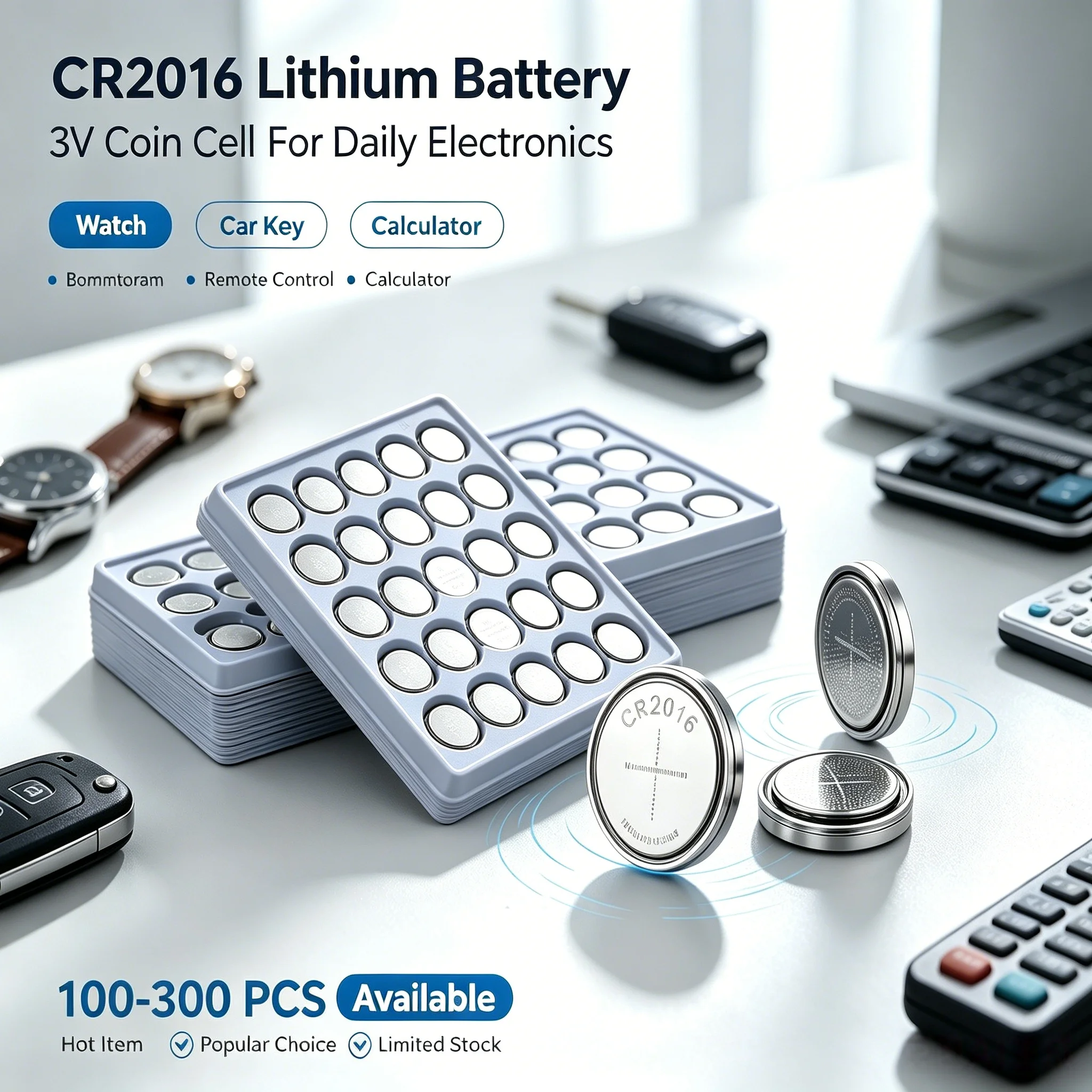 100-300PCS 3V CR2016 Lithium Button CR 2016 Battery DL2016 BR2016 DL2016 LM2016 Coin Cell Watch Batteries for Toys Clock Remote