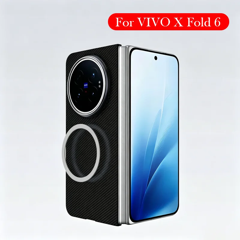 

Carbon Fiber Case For Vivo X Fold 6 Kevlar Wireless Charging Back Cover Case for